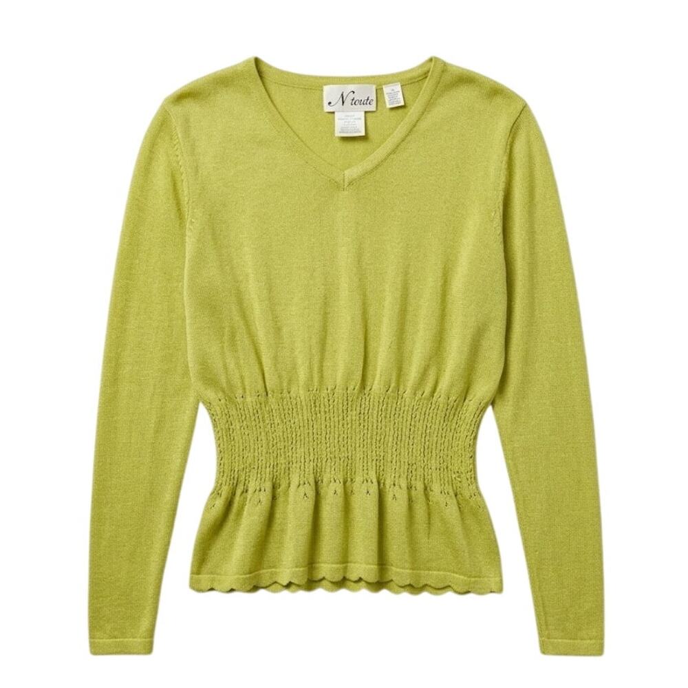 N Touch Yellow long sleeve elastic waist detail casual stretch SMALL style 149D